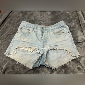 Levi's Light Wash Distressed Denim Jean Shorts
